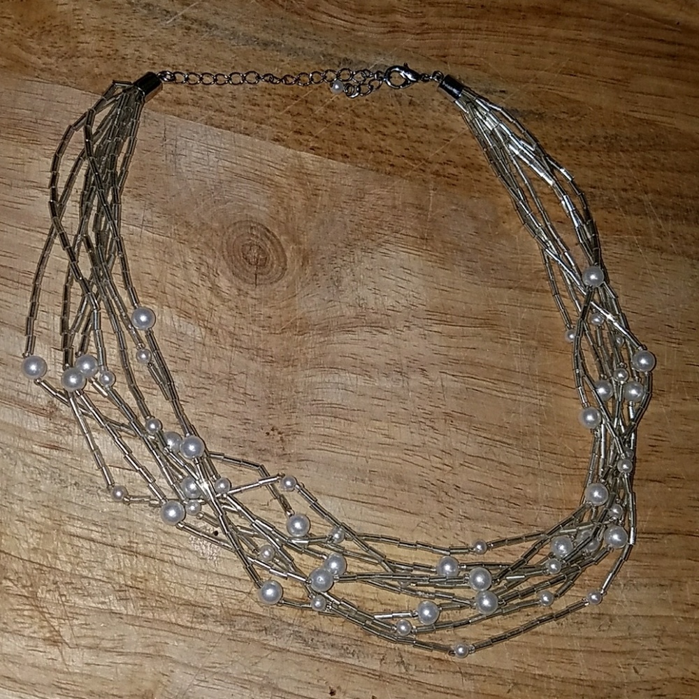 8 strand beaded and pearl nacklace with lobster
